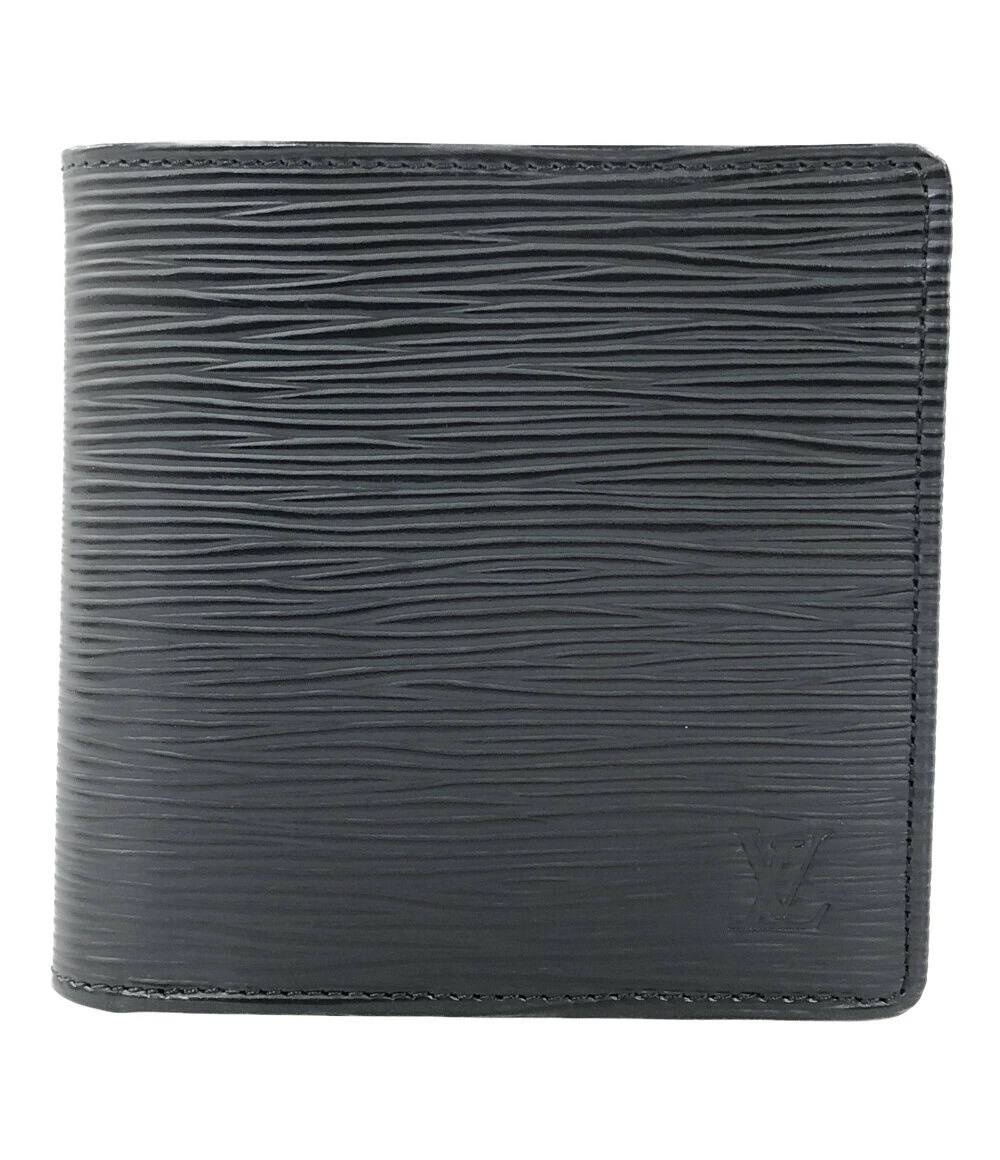 Louis Vuitton Bifold Wallet Portefeuille Cartes Credit Monnaie Epi Leather Black